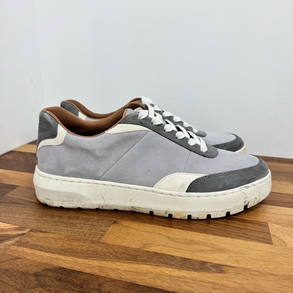 Vionic Elsa Nubuck Suede Light Gray Orthotic Lace Up Sneakers Womens 9.5